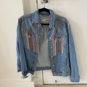 Topshop Beaded Fringe Jacket